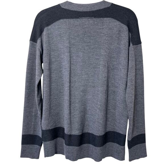 MM6 Maison Martin Margiela Wool V-Neck Knit Cardigan Button Front Sweater Gray - Picture 9 of 10